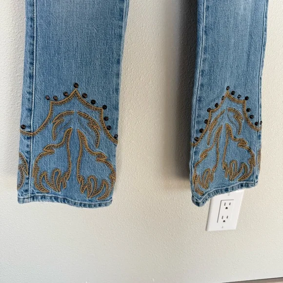 Understated Leather Western Stretch Jeans Cowboy Tears Blue Denim Women’s 24 - Picture 7 of 13